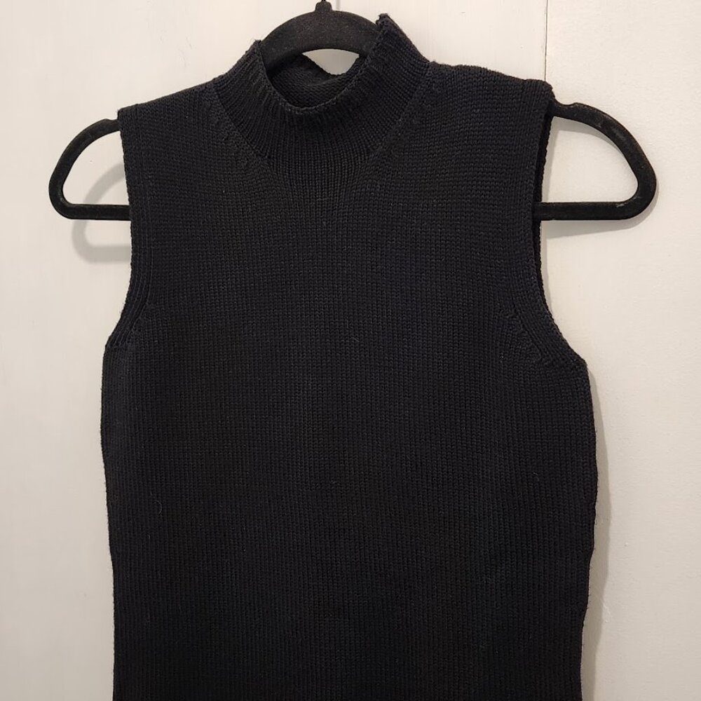 Ann Taylor Italian Merino Wool Sleeveless Sweater Black Top Size XS‎ - Picture 2 of 6
